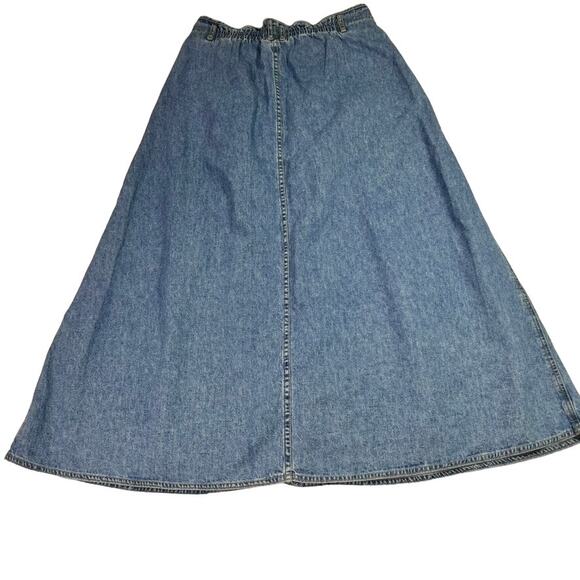 Liz Wear Skirt Women's Size 10 Denim Jean Button Down ALine Flare Hem Vintage - Picture 2 of 6